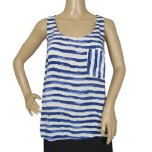 Papillon Blue & White Striped Sleeveless Blouse